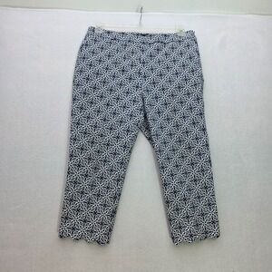 NWOT Talbots Chatham‎ Crop Womens 12 Petite Navy Geometric Scalloped Hem Pants